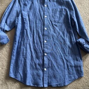Janie and Jack Casual Blue Button-Down Shirt linen blend